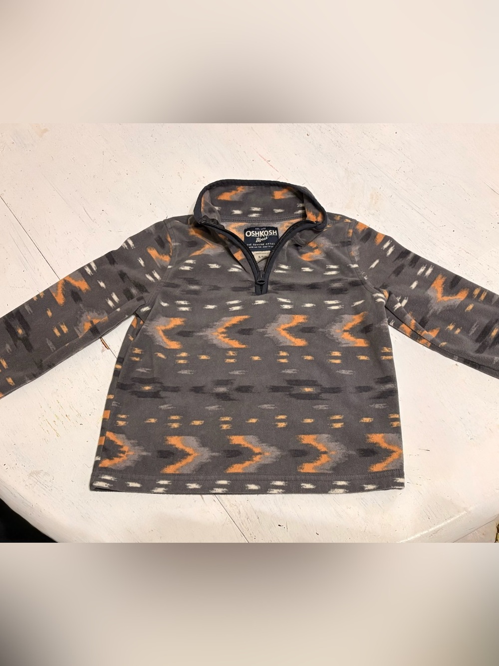 OshKosh B'gosh Gray, Orange & Cream Quarter-Zip Fleece Sweater